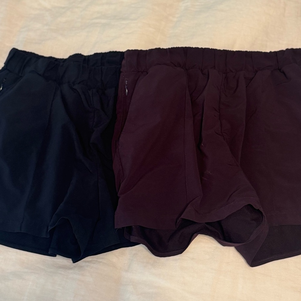 Zella Taylor Getaway High Waist Shorts (2) - Black and Dark Purple